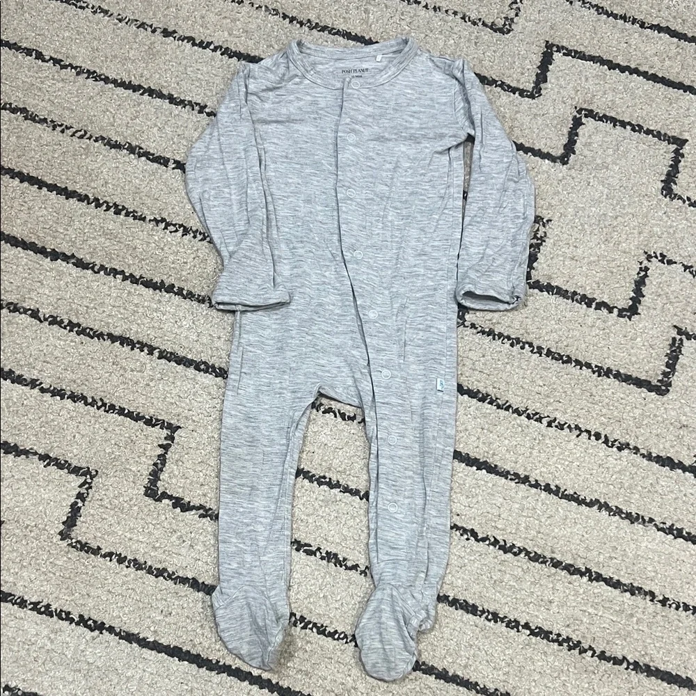 Posh Peanut Grey Heather Footed One-Piece Romper